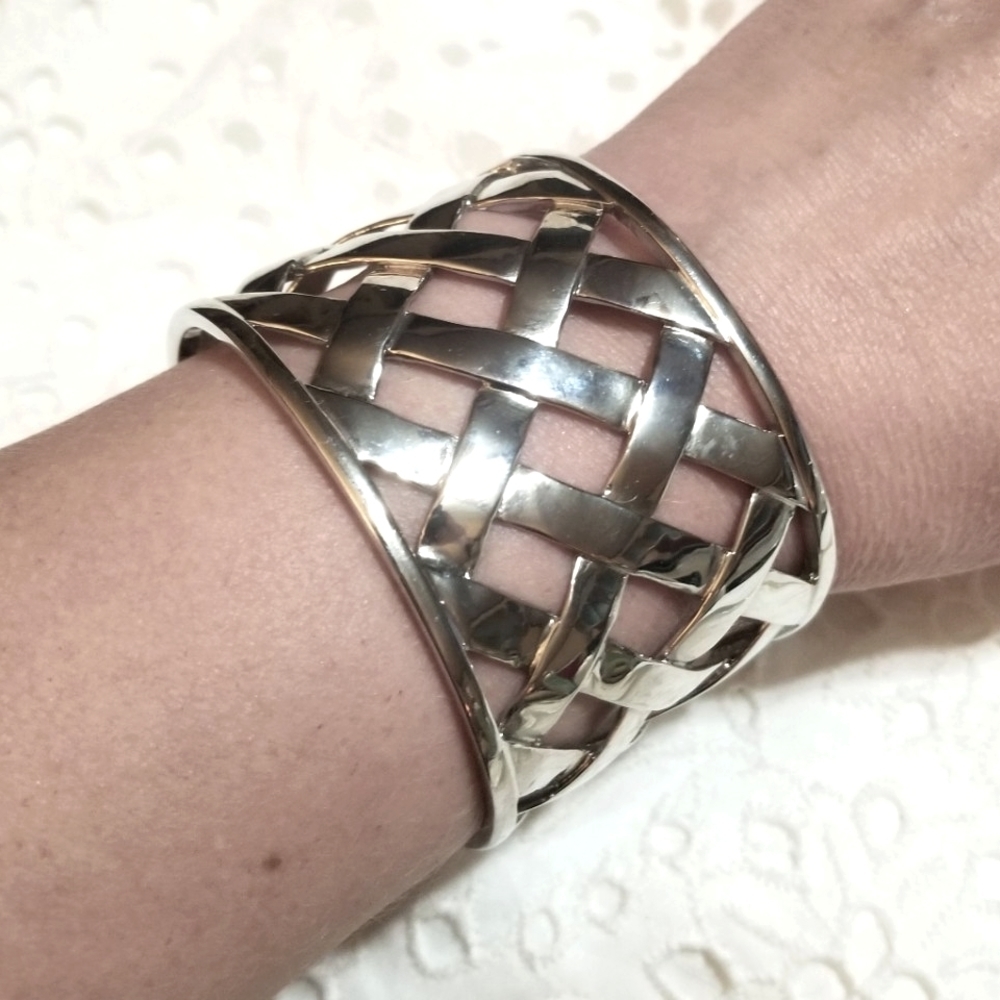 Vtg Kjl Kenneth Jay Lane Basket Weave Cuff Bangle… - image 1